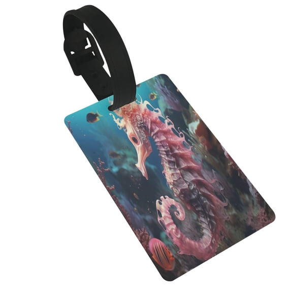 Sikiie Ocean Seahorse Luggage Tags Privacy Cover ID Label Suitcase Tags Identifiers For School Bags,Suitcases