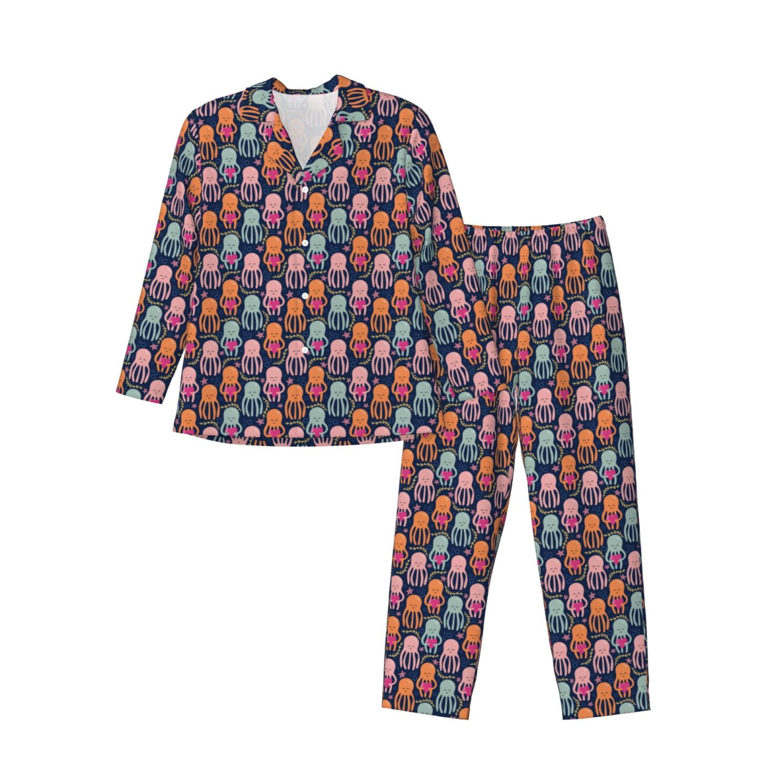 Pyjama Octopus Sikiie Octopus in love Print Mens Pajama Set, Soft Warm Long Sleeve ...