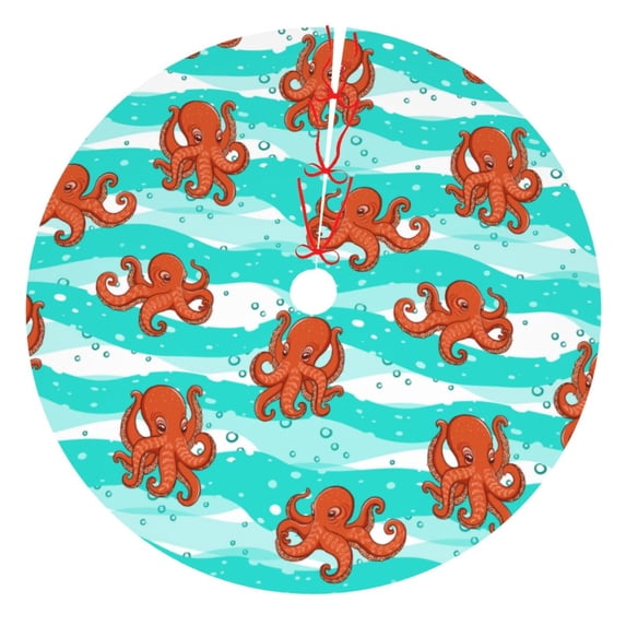 Sikiie Octopuses 30-48 inches {designName} Print Christmas Tree Skirt Snowman Xmas Tree Skirt with Edge Christmas Decorations for Holiday Party48"