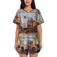 thumbnail image 1 of Sikiie Oil Lamp Coffee Beans Womens Pajama Sets Short Sleeve Top With Pants Sleepwear 2 Piece Lounge SetLarge, 1 of 6