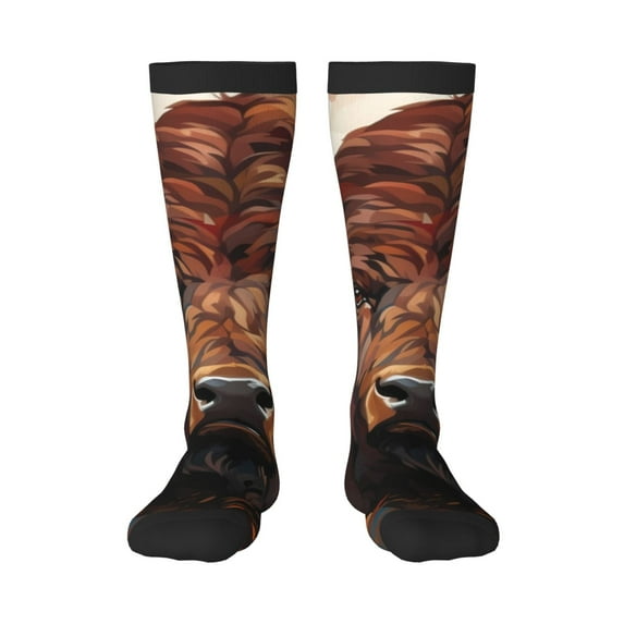 Sikiie Oil Painting Style Iceberg Yak Knee Socks, High Socks Long Stretchy Sock Women Knee High Stocking, Long Socks for Women