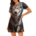 thumbnail image 1 of Sikiie Oil Painting Tribal Wolf Print Women's Short-sleeved Nightdress, Round Neck Pullover Nightdress Pajamas Summer Home Wear, 1 of 6