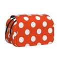 thumbnail image 1 of Sikiie Orange And White Polka Dot1 Print Flip Double-layer Pencil Case, All-purpose Stationery Bag for Study and Office, Zipper Design, Unisex, 1 of 7
