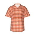 thumbnail image 1 of Sikiie Orange Gingham Print Men's Hawaiian Shirt, Summer Beach Button Pocket Short Sleeve T-Shirt,3X-Large, 1 of 7
