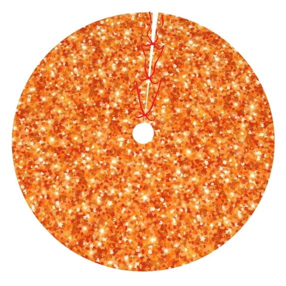 Sikiie Orange Glitter 30-48 inches {designName} Print Christmas Tree Skirt Snowman Xmas Tree Skirt with Edge Christmas Decorations for Holiday Party48"