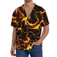 thumbnail image 1 of Sikiie Orange Lightning Men's Wrinkle Free Untucked Cuban Shirt Business Casual Button Down Shirts Short Sleeve ShirtMedium, 1 of 5
