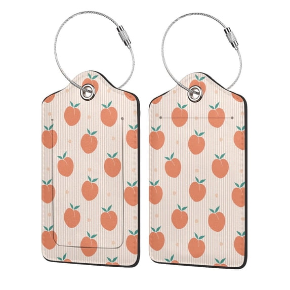 Sikiie Orange Peach Luggage Tag for Suitcase Leather Baggage Tag with Stainless Steel Loop Privacy Cover for Women Men Girls-1