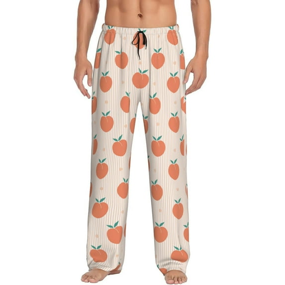 Sikiie Orange Peach Mens Pajama Pants Sleep & Lounge Pants, PJ Bottoms With elastic waistb and Pockets Medium