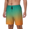 thumbnail image 1 of Sikiie Orange To Teal Gradient1 Print Men's Double Layer Swimming Trunks, Adjustable Waistband and Pockets Sports Swimming Trunks, Beach Swimwear-Large, 1 of 6