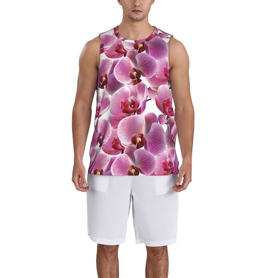 Sikiie Orchids Flowers Basketball Jersey Reversible Men's Mesh Athletic Sports Shirts Training Practice S-4XL4X-Large