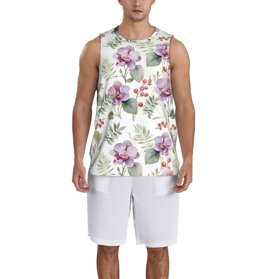 Sikiie Orchids Flowers Basketball Jersey Reversible Men's Mesh Athletic Sports Shirts Training Practice S-4XLX-Large