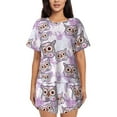 thumbnail image 1 of Sikiie Owl And Floral Womens Pajama Sets Short Sleeve Top With Pants Sleepwear 2 Piece Lounge SetMedium, 1 of 6