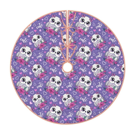 Sikiie Owl And Flowers Nativity Christmas Tree Skirt, Jesus Christian Winter Holiday Tree Mat Decoration(30-48IN)30"
