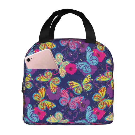 Sikiie Paint Butterflies Lunch Bag for Women & Men Adult Insulated Lunch Box, Food Lunch Containers Lunch Tote Bags for Work, Travel, Outdoor
