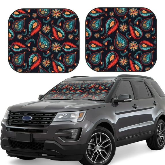 Sikiie Paisley1 Print Foldable Car Windshield Sun Visor, Car Window Sunshade Suitable for Sedan, SUV and Truck Car Accessories-Small