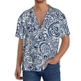 thumbnail image 1 of Sikiie Paisley4 Men's Wrinkle Free Untucked Cuban Shirt Business Casual Button Down Shirts Short Sleeve Shirt3X-Large, 1 of 5