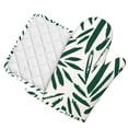 thumbnail image 1 of Sikiie Palm Branch With Leaves Oven Mitts and Pot Holders Set, Kitchen Oven Glove High Heat Resistant with Non-Slip Silicone Surface for Cooking, 1 of 7