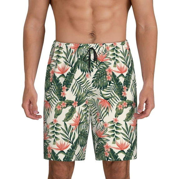 Sikiie Palm Trees and Tropical Mens Pajama Shorts, Lightweight Lounge Pant with Pockets Soft Sleep Pj Shorts for MenXX-Large