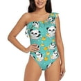 thumbnail image 1 of Sikiie Panda Bathing Print Women One Piece Swimsuits Tummy Control One Shoulder Bathing Suits Ruffle Swimwear, From S to XXL-Medium, 1 of 6