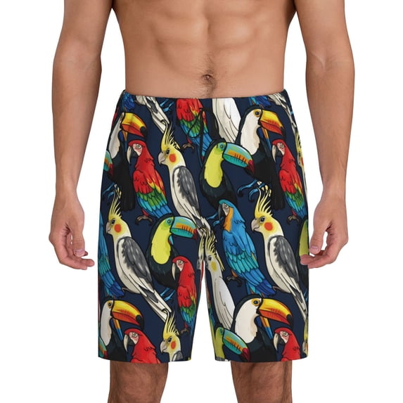Sikiie Parrot Mens Pajama Shorts, Lightweight Lounge Pant with Pockets Soft Sleep Pj Shorts for MenMedium