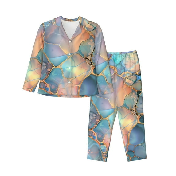 Sikiie Pastel Abstract Fluid Art Pajamas for Women Set, Womens Pajama Sets, Lounge Sets for Women, 2pjs for Women-Large