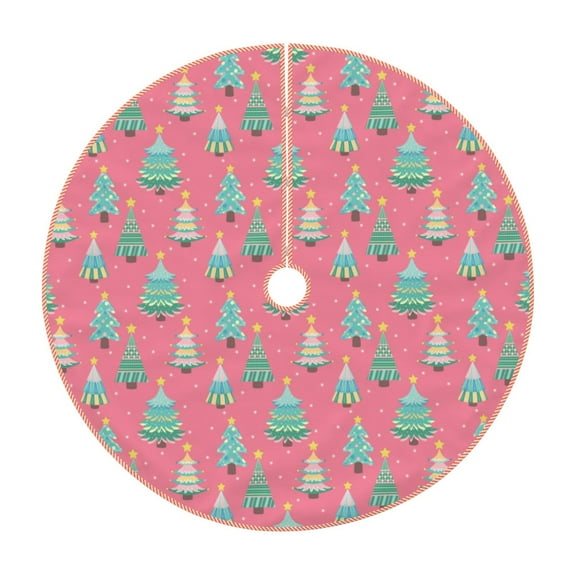 Sikiie Pastel Christmas Trees on Pink Christmas Tree Skirt, Christmas Tree Decorations, Christmas Decor, Tree Mat Decoration(30-48IN)-30"