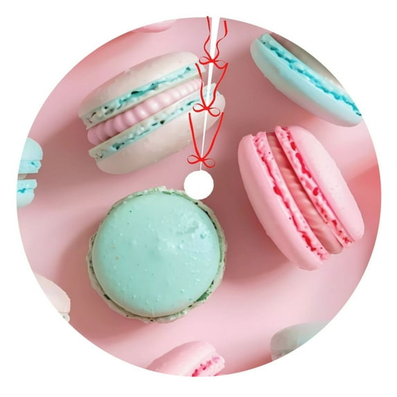 Sikiie Pastel Macarons Delight 30-48 inches {designName} Print Christmas Tree Skirt Snowman Xmas Tree Skirt with Edge Christmas Decorations for Holiday Party-48"