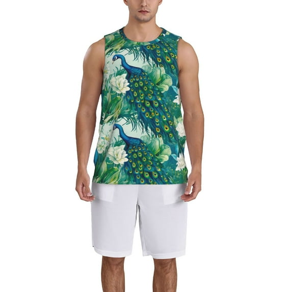 Sikiie Peacock And Flowers Basketball Jersey Reversible Men's Mesh Athletic Sports Shirts Training Practice S-4XLXX-Large