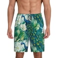 thumbnail image 1 of Sikiie Peacock And Flowers Mens Pajama Shorts, Lightweight Lounge Pant with Pockets Soft Sleep Pj Shorts for Men3X-Large, 1 of 6