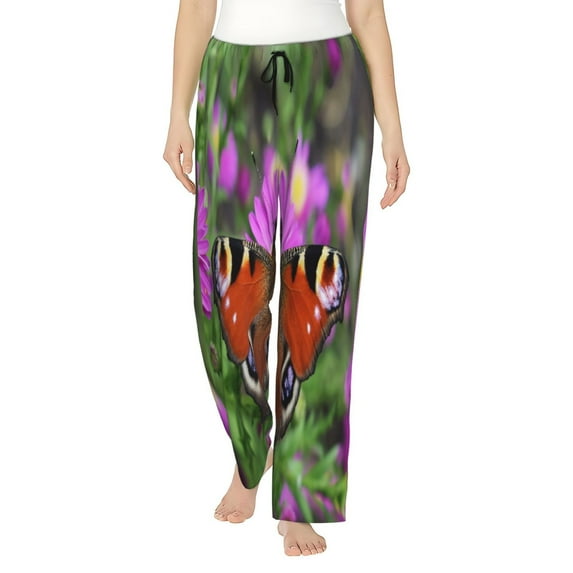 Sikiie Peacock butterfly Pajamas Pants for Women, Lounge for Women,Women’s Pajama Lounge Pants-Small