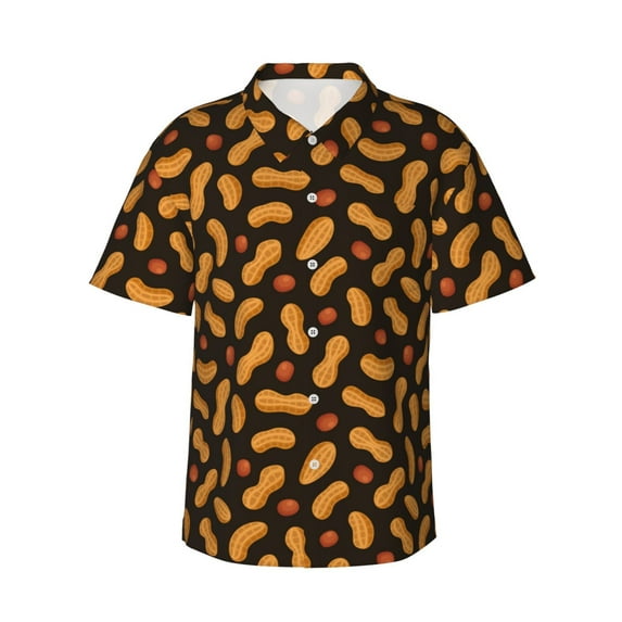 Sikiie Peanuts5 Print Men's Hawaiian Shirt, Summer Beach Button Pocket Short Sleeve T-Shirt,XX-Large