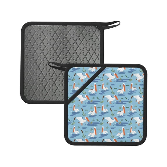 Sikiie Pelican Reed And Fish Pot Holders Kitchen Insulation Mats Heat Resistant Pot-Holder Oven Anti-Scald Pads for Cooking Baking, 7.1*7.1inch