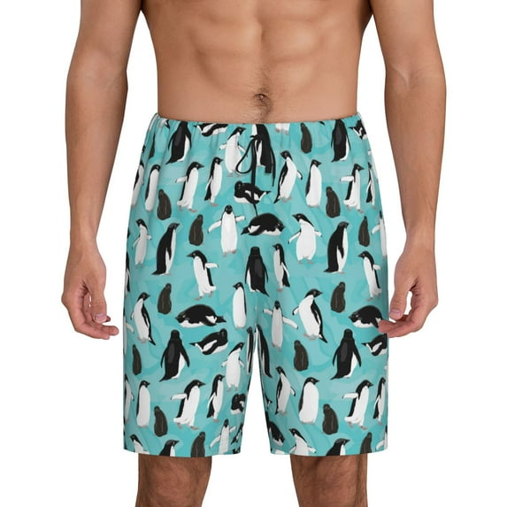 Sikiie Penguins Mens Pajama Shorts, Lounge Pant, Men's shorts,Sleep Pj Shorts for Men-Medium