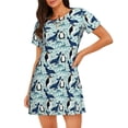 thumbnail image 1 of Sikiie Penguins Dolphins Whales Print Women's Short-sleeved Nightdress, Round Neck Pullover Nightdress Pajamas Summer Home Wear, 1 of 6