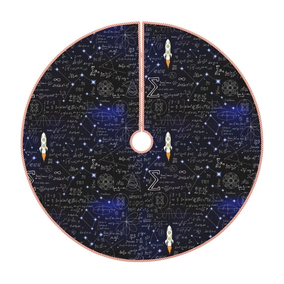 Sikiie Physical Formulas Nativity Christmas Tree Skirt, Jesus Christian Winter Holiday Tree Mat Decoration(30-48IN)30"