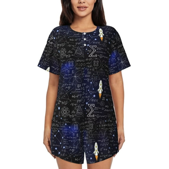 Sikiie Physical Formulas Womens Pajama Sets Short Sleeve Top With Pants Sleepwear 2 Piece Lounge SetLarge