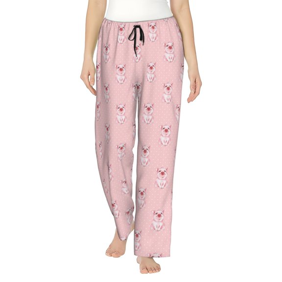 Sikiie Pig Polka Dot Women’s Ultra-Soft Comfy Lounge Pants Sleepwear Comfy Lounge Pants Drawstring Sleep Bottoms with PocketsLarge