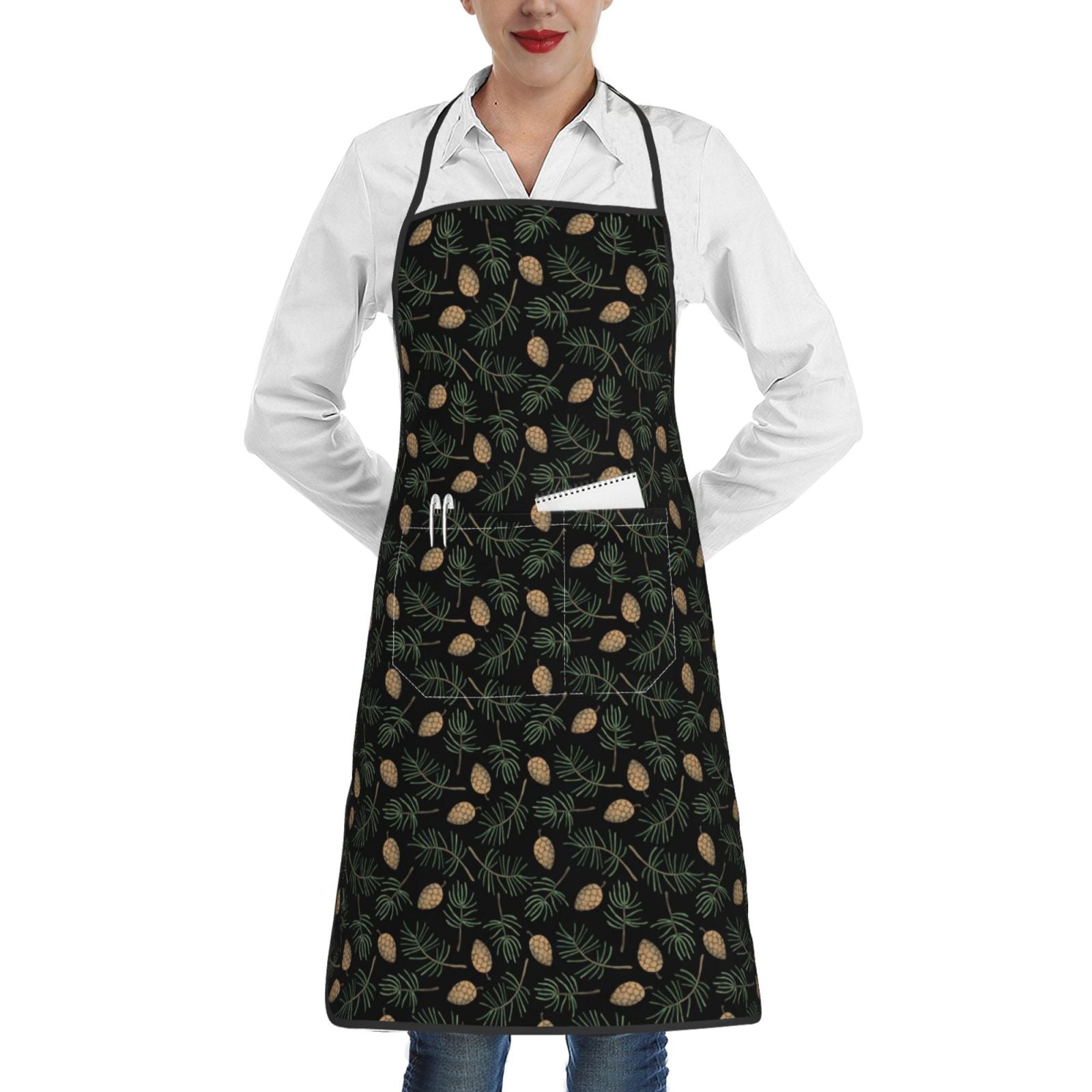 Sikiie Pine Cone Woodland Pattern Aprons for Kitchen Cooking Aprons ...