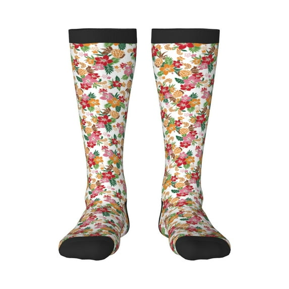 Sikiie Pineapple Flower Knee Socks, High Socks Long Stretchy Sock Women Knee High Stocking, Long Socks for Women