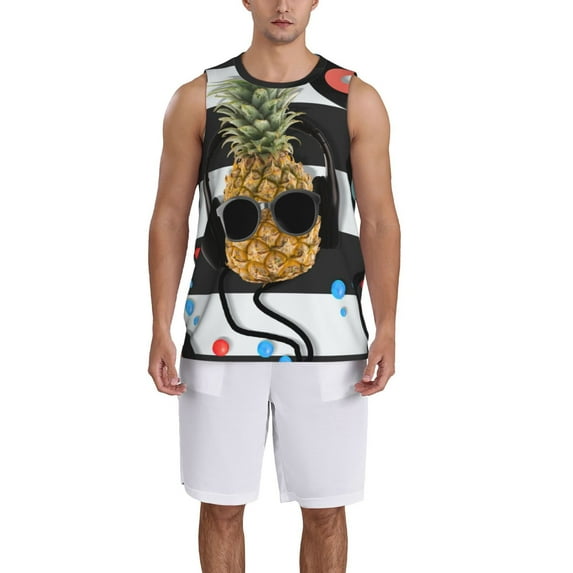 Sikiie Pineapple With Black Glasses Basketball Jersey Reversible Men's Mesh Athletic Sports Shirts Training Practice S-4XLX-Large
