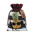 thumbnail image 1 of Sikiie Pineapple With Black Glasses Christmas Gift Bags Drawstring Gift Bags Sacks Drawstring Bag Holiday Linen Xmas Wrapping Bags for Presents Party Gift-Black, 1 of 8