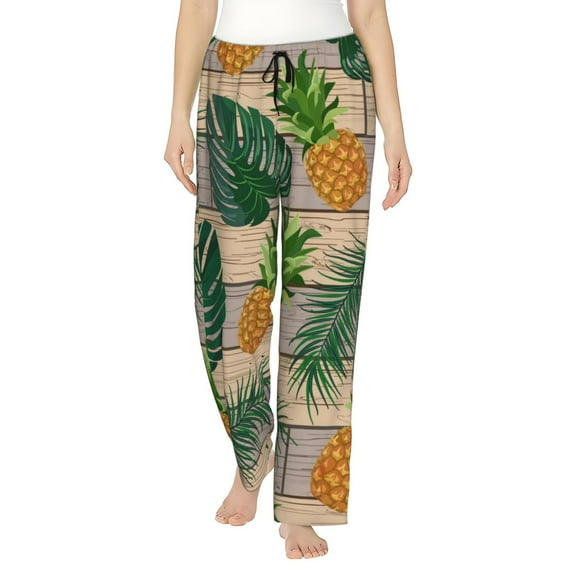 Sikiie Pineapples Palm Leaves Women’s Ultra-Soft Comfy Lounge Pants Sleepwear Comfy Lounge Pants Drawstring Sleep Bottoms with PocketsLarge