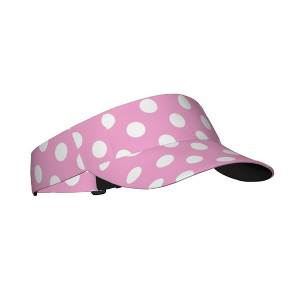 Sikiie Pink And White Polka Dot Sun Visor Hat Adjustable Velcro Golf Visor Sports Sunscreen Visor Hat for Outdoor Activities
