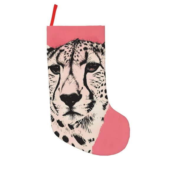 Sikiie Pink Cheetah Art Christmas Stockings,18 Inches Christmas Stockings Xmas Hanging Stockings for Family Christmas Decorations & Gifts