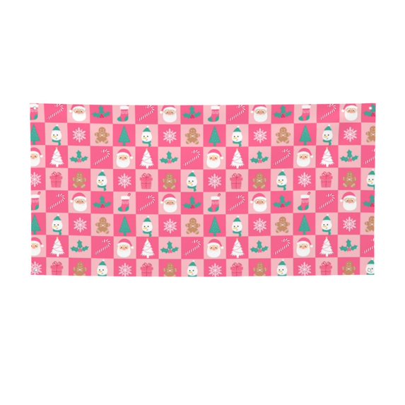 Sikiie Pink Christmas Cheer Custom Banners and Signs Customize Outdoor, Personalized Banner with Logo Text for Party Birthday, Customized Banner Decoration-Small