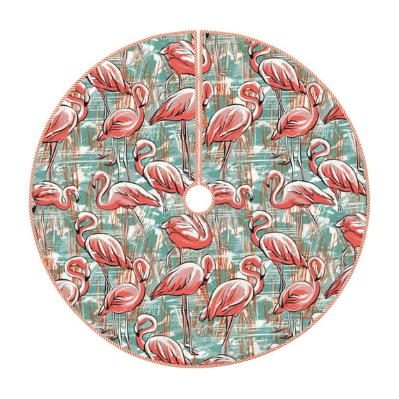 Sikiie Pink Flamingo Christmas Tree Skirt, Christmas Tree Decorations, Christmas Decor, Tree Mat Decoration(30-48IN)-36"