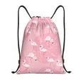 thumbnail image 1 of Sikiie Pink Flamingos and Flowers Drawstring Backpack Drawstring Bags, Draw String Back Bag for Sports, Gym, Travel, Swimming, Beach-Medium, 1 of 6