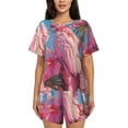 thumbnail image 1 of Sikiie Pink Parrot Tropical Blossoms Womens Pajama Sets Short Sleeve Top With Pants Sleepwear 2 Piece Lounge Set-Medium, 1 of 6