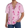 thumbnail image 1 of Sikiie Pink Scarf Snowman Men's Cuban Shirt, Hawaiian Shirts, Business Casual Button Down Shirts, Short Sleeve Shirt-Medium, 1 of 5