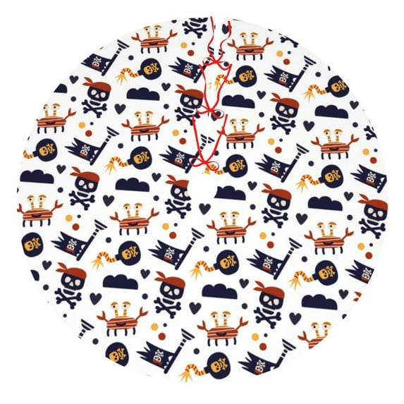 Sikiie Pirate Theme 30-48 inches {designName} Print Christmas Tree Skirt Snowman Xmas Tree Skirt with Edge Christmas Decorations for Holiday Party-48"